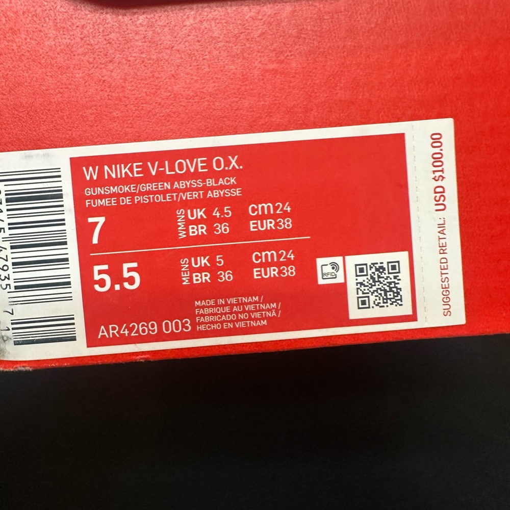 Nike W Nike V-Love O.X. Red and Black Box Label - Picture 2 of 6